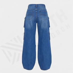 Pantalones Vaqueros de Mezclilla de Algodón para Mujer, Talla Grande, Estilo Urbano, Transpirables, Cómodos, con Múltiples Bolsillos, Largos, OEM - Product Image 2