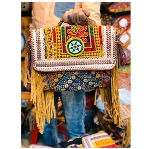Bolso de mano bordado Vintage de lujo hecho a mano indio, bolso de algodón Banjara para mujer, bolso de hombro con estilo de moda para compras nocturnas - Product Image 4