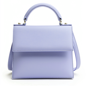 Bolso pequeño de cuero auténtico morado claro hecho a mano italiano con correa para el hombro-Estilo minimalista, alto detalle - Product Image 1