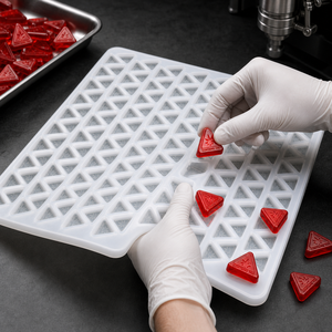 Molde de silicona triangular elevado para la producción de gomitas con pectina y gelatina, silicona de cavidades lisas, diseño universal para depositores - Product Image 3