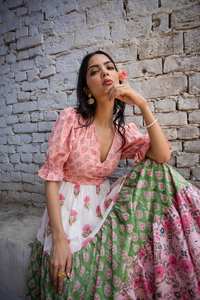 Robe en coton biologique à blocs de couleur florale, à volants, imprimée à la main, éthique, durable, robe d'été - Product Image 3