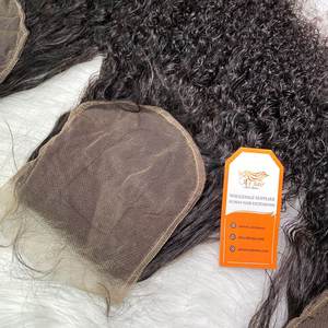 Burmese Curly Super Double Drawn Raw Human Hair Extensions Vietnamese Weft Hair Bundle With Swiss <b>Lace</b> <b>Closure</b> - Product Image 3