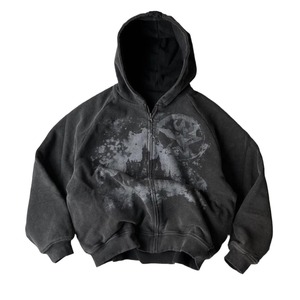 Britannique gothique Punk Style imprimé étoile Patch broderie tricoté femmes à capuche Cardigan Harajuku rétro surdimensionné haut à manches chauve-souris - Product Image 1