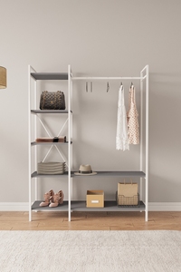 Closet Organizer with Garment Rack and Storage <b>Shelves</b> <b>Clothing</b> Rack with <b>Shelves</b> and Metal Frame Wardrobe - Product Image 5