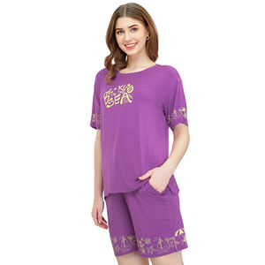 Conjunto de camiseta y pantalones cortos estampados de ajuste relajado de verano para mujer Conjunto combinado de algodón ligero Ropa de playa Conjunto doble de la mejor calidad - Product Image 3