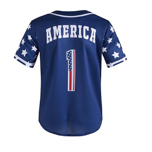 Chemise Drapeau Américain Maillot de Baseball USA pour Hommes Chemise USA Hommes Manches Courtes Bouton Maillot 100% Polyester - Product Image 3