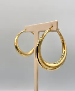 Boucles d'oreilles créoles en alliage plaqué or 18 carats Vintage Extra Chunky Everyday Wear pour cadeau de mode pour femme - Product Image 4