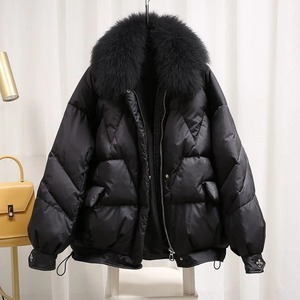 Winter Women's Jacket Down <b>Cotton</b> <b>Padded</b> Coats Solid Fur Collar Women's Puffer Jacket Outwear - Product Image 4