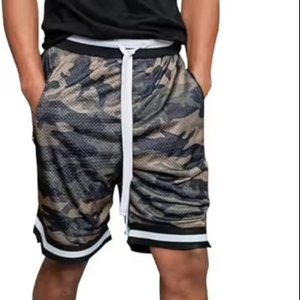 Nouveau short en maille de basket-ball noir de 5 pouces tissu en coton écologique lourd personnalisé motif solide de style de rue - Product Image 1