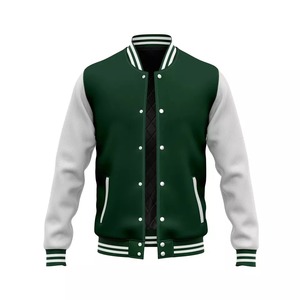 Blouson bombardier de baseball OEM personnalisé de haute qualité avec manches en cuir brodé chenille. Veste d'université de Baseball - Product Image 6