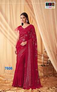 El último diseñador Georgette Silk Zari Sequence Work Saree de Fab Zone - Product Image 3