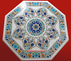 โต๊ะหินอ่อนฝังหินอ่อนสีขาวธรรมชาติที่สวยงามโต๊ะรับประทานอาหารและโต๊ะกาแฟสำหรับรูปทรงแปดเหลี่ยม - Product Image 1