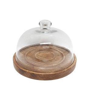 Support à gâteau en bois et en verre de couleur marron moderne plateau à plusieurs niveaux et plateau de service pour mariage support à gâteau décoratif en vrac fait à la main - Product Image 1