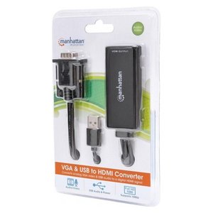 Manhattan Vga And <b>Usb</b> <b>To</b> HdmI Video Converter 0.15M Black - Product Image 2