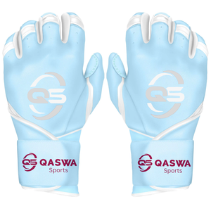 Guantes de bateo de béisbol profesionales personalizados de la mejor calidad Guantes deportivos de cuero azul claro de alta calidad a bajo precio - Product Image 1
