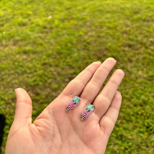 Preciosa piedra preciosa más hermosa Esmeralda genuina y rubí Stud pendiente desgaste de fiesta mejor vendedor precio de fábrica bajo Moq Comprar ahora - Product Image 3