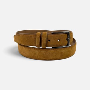 Cinturón de Cuero de Gamuza Amarillo Hecho a Mano con Hebilla de Pin, Cinturón con Logotipo Personalizado, Regalo para Hombre - Product Image 3