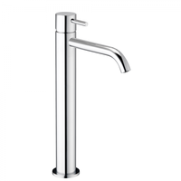 Robinet mitigeur monocommande surélevé en acier inoxydable au design italien moderne, finition brossée, levier blanc, garantie 2 ans pour lavabo