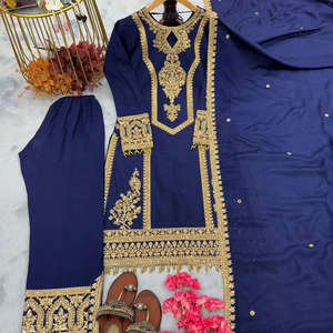 Traje pakistaní de diseño único para mujer Salwar con estilo Palazzo Dupatta para ocasiones de fiesta disponible a precios de India - Product Image 1