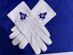 Haute qualité maçonnique Regalia accessoire chevaliers templiers croix rouge francs-maçons brodé blanc coton gants - Product Image 6