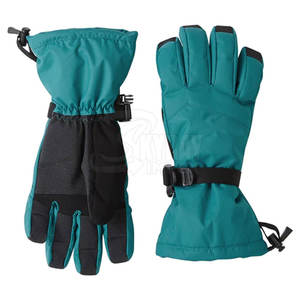 ถุงมือสกีแฟชั่นสำหรับผู้ชายสีเขียวเข้มทำจากหนังคุณภาพสูงสำหรับฤดูหนาว - Product Image 1