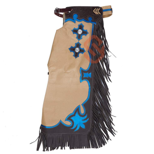 Chaps à franges en cuir de vachette pour adultes, fait à la main, en cuir véritable, Western Legwear pour l'équitation - Product Image 3