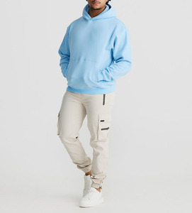 Sweat à capuche bleu ciel vente en gros unisexe 100% coton français personnalisé en vrac sweats et sweats pull - Product Image 3