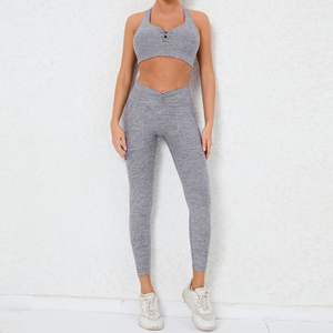 Femmes sans couture été femmes ensembles de Yoga serrés séchage rapide course ensemble de sport Fitness soutien-gorge Leggings ensemble - Product Image 1