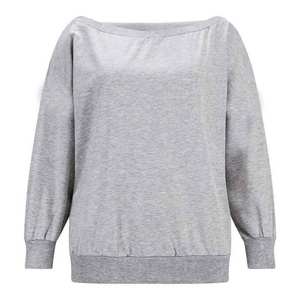 Sweat-shirt oversize pour femme avec logo personnalisé en gros pour l'automne, trajets quotidiens, col asymétrique, taille cintrée, manches longues, pull - Product Image 3