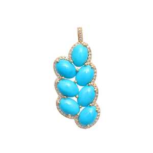 Plata de Ley 925, colgante de turquesa chapado en oro de 14 quilates, Halo de circón, piedra natal de diciembre, joyería elegante, regalo para mujer - Product Image 1