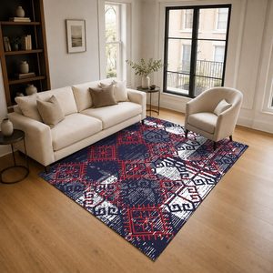 Alfombra de Chenilla Lavable a Máquina con Estampado Digital Oriental Tradicional Rosa Ciruela LXDP-0585 de RUGS DEPOT, Antideslizante - Product Image 2