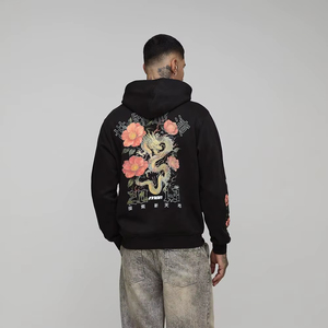 Sudadera con Capucha Unisex de Invierno para Hombre, Impresión DTF Personalizada con Logotipo, 100% Algodón, Ecológica, Transpirable, Color Negro - Product Image 1