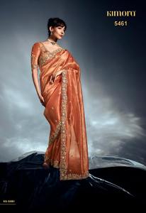 New Designer Embroidery Work Hand Worked Border & Body, Moti, Cutdana, Sequin, Saree With for Women Party Wear Wedding Wear - Product Image 4