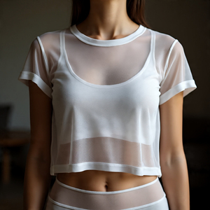 Résille t-shirts femmes maille goutte épaule maille hauts t-shirts dames été femmes résille Blouses chemises dames - Product Image 1