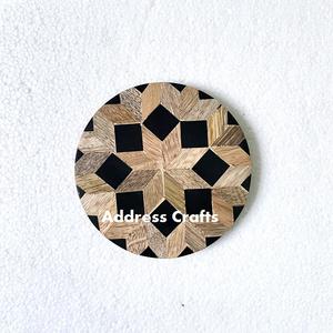 Posavasos de madera de acacia hecho a mano adornos creativos de madera de resina para la ceremonia del té del café estera de aislamiento antiescaldado grabado - Product Image 5