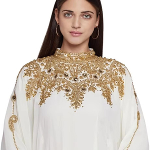 ชุดอาบายะแบบโมร็อกโกสไตล์ดูไบ เรียบหรูแบบอาหรับ ผ้าเครปปักลายประดับลูกปัด ยาวคลุมเท้า เป็นมิตรกับสิ่งแวดล้อม เหมาะสำหรับงานแต่งงาน งานเลี้ยง และใส่ไปชายหาด - Product Image 1