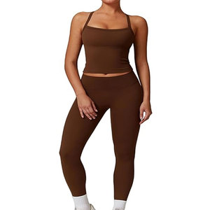 Ensemble de sport de yoga pour femmes écologique de haute qualité vêtements de sport en gros personnalisés avec short taille basse techniques lavées - Product Image 1