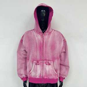 แจ็กเก็ตมีฮู้ดแบบรูดซิปสำหรับผู้ชายเสื้อผ้าแนวสตรีทมี100% โลโก้แบบย้อนยุคสำหรับฤดูหนาว - Product Image 1