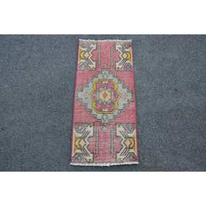 Alfombra turca Vintage tradicional roja 1,3x2,8 pies área grande respaldo de látex de lana 10mm de espesor patrón de retazos para habitación de pasillo - Product Image 1