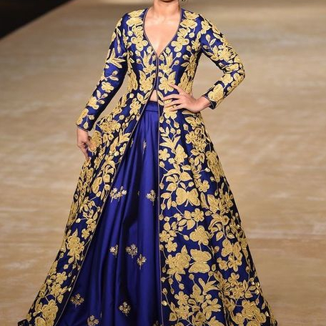 2023 Bridal Zari Gold Embroidery Royal Blue Jacket Lehenga Dress with  Crystal Glass Beadsstone & Dabka Work Made of Silk| Alibaba.com