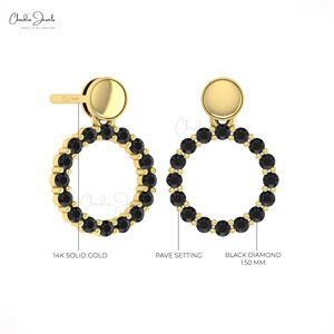 Top Selling 1.5mm Black Diamond <b>Dangling</b> <b>Earrings</b> 14k Solid <b>Gold</b> Fine <b>Earrings</b> April Birthstone Jewelry Buying in Bulk Wholesale - Product Image 5