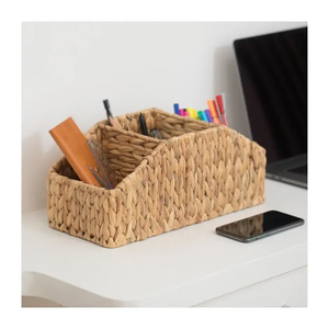 Soporte para utensilios de jacinto de agua rústico Organizador de cocina en forma de rectángulo para cubiertos, servilletas y elementos esenciales de mesa - Product Image 1