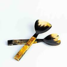 Servidor de ensalada de cuerno Natural hecho a mano, gran oferta, cuchara de mango ancho, cuerno hecho a mano, servidor de ensalada pulido, utensilios de cocina, vajilla - Product Image 4