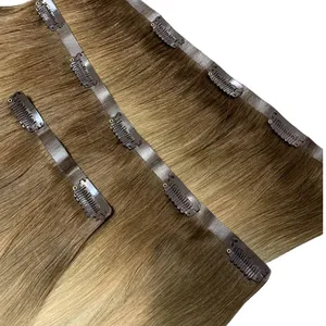 200gram Dark Brown Clip In Hair Human Hair Extension for White Women Highest Quality