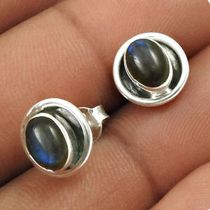 Nouvelle Arrivée Labradorite Pierres Précieuses Boucles D'oreilles En Argent Sterling 925 Naturel Ovale Coupe Goujons Pour Femme Bijoux Faits À La Main Inde - Product Image 4