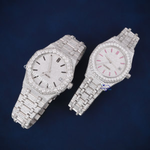 Relojes elegantes y de lujo para parejas, relojes automáticos de acero inoxidable con diamantes Moissanite, relojes lujosos - Product Image 2