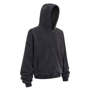 100% Cotton Custom Washed Heavyweight Hoodie Screen Print High Quality Men's Acid Wash Hoodies - Product Image 1