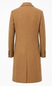 <b>Men's</b> Long <b>Camel</b> Double Breasted Woolen Trench Coat Wool Viscose Woven <b>Overcoat</b> with Flap Pockets Regular Fall Winter - Product Image 3
