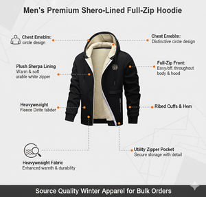 Veste polaire à capuche unisexe personnalisée avec plusieurs poches et fermeture éclair, doublure polaire chaude |   Sweat-shirt d'hiver pour ODM et approvisionnement en gros - Product Image 2