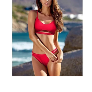 New Solid Color Sexy Black Push-Up Swimsuit Summer breathable spandex nylon Sexy Bikini Strap custom logo printing Swimsuits - Product Image 6